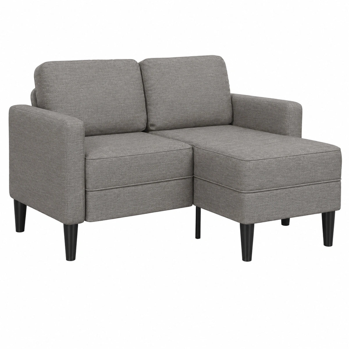 Bequemes L-förmiges 2-Sitzer-Sofa mit Chaiselongue in Taupe, 125 cm