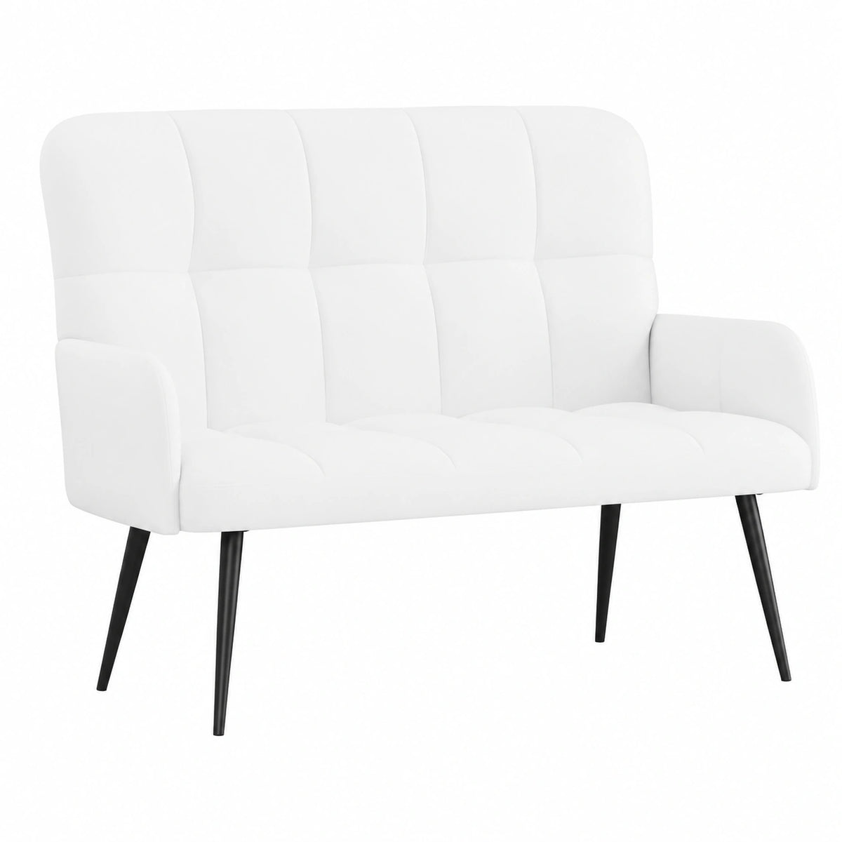 Modernes Zweisitzer Sofa aus Stoff in Weiß, 115 x 61 x 87 cm, 16,5 kg